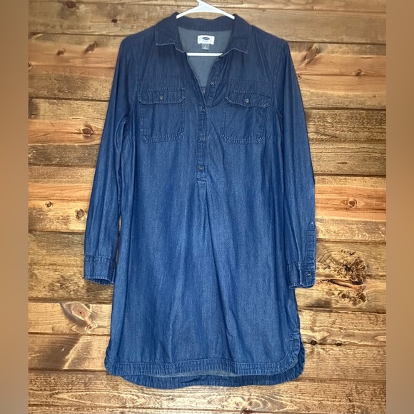 Old Navy Denim long sleeve shirt dress Size Medium - Picture 2 of 4